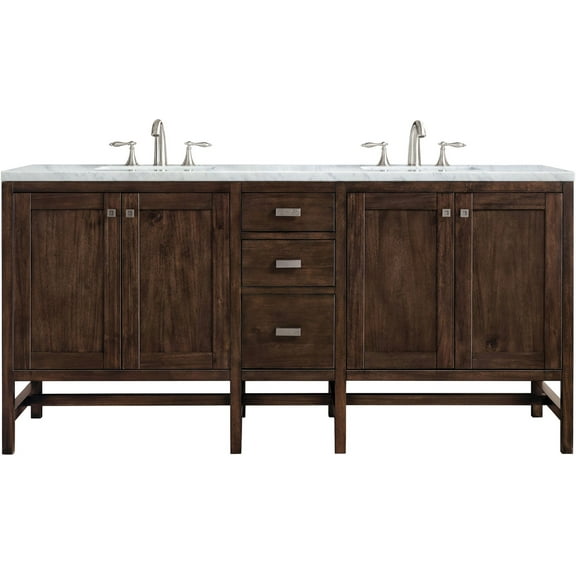 James Martin Vanities E444-V72-3Car Addison 72" Free Standing Double Basin Hardwood Vanity