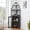 Fire Wood Color, variant on YUSAZENS Corner Wine Bar Rack Cabinet with Detachable Wine Rack, Home Bar Cabinet with Barn Door and Adjustable Shelf, Wine Bar Cabinet and Buffet Cabinet with Mesh Door Gray