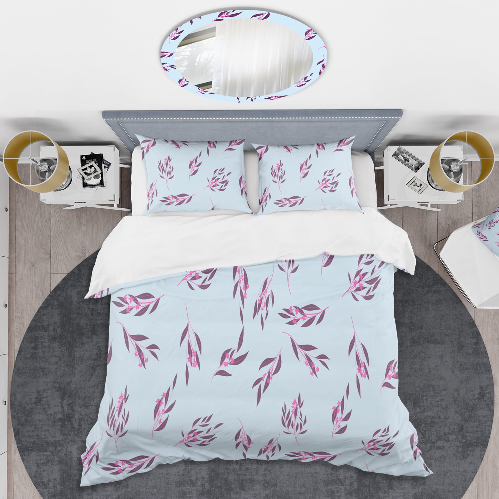 Designart 'Bright Eucalyptus Floral Pattern I' Mid-Century Modern Duvet Cover Set
