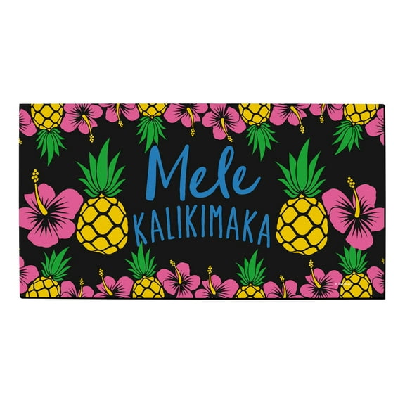 ThisWear New Home Decor Winter Holiday Mele Kalikimaka Hawaiian Christmas Song Doormat Black
