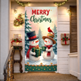 thumbnail image 3 of Decorative Design Merry Christmas Banner Holiday Theme Snowman Scene Decorative Green Trees for Winter Celebration Indoor Decoration Seasonal Party, 3 of 9