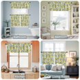 thumbnail image 3 of Kitchen Window Curtains Valance and Tier Set, Pastoral Yellow Lemon Leaf Rod Pocket Tier Curtains and Valance 3 Piece Set, Watercolor Flower Leaves Window Treatment for Bedroom Living Room, 3 of 9