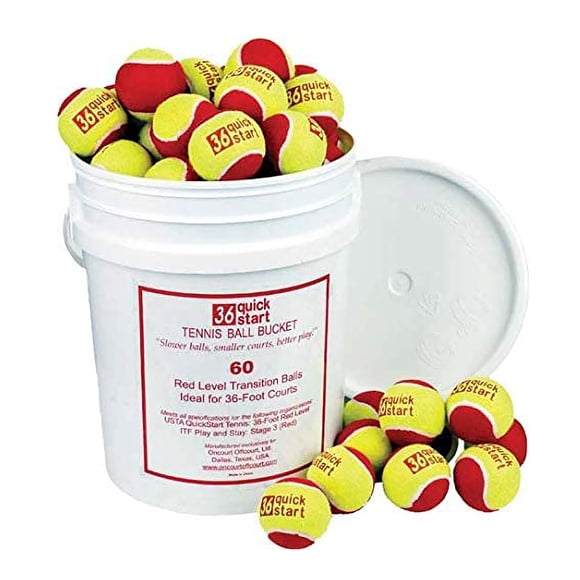 OnCourt OffCourt Quick Start 36 Red Tennis Transition Balls, Slow, 60ct