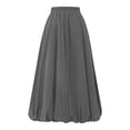 thumbnail image 6 of Women's Summer Tennis Skirts Women’s Casual Loose Floral Midi Skirt With Stretch Waistband A Line Dressy Street Style Skirt Gray S, 6 of 7