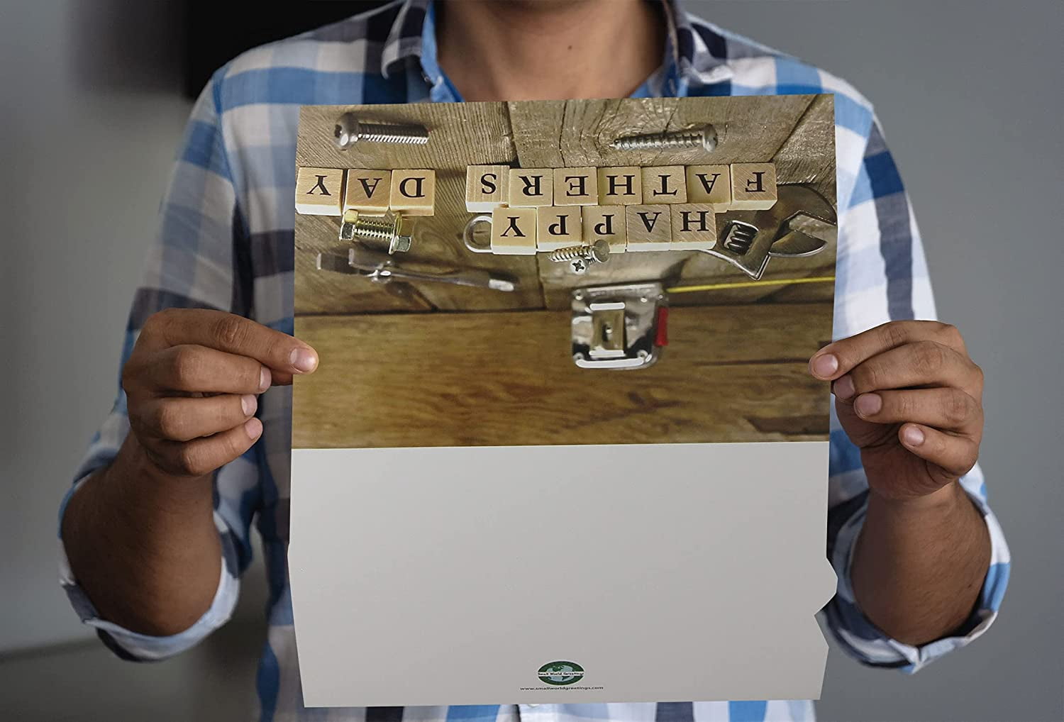 Jumbo Extra-Large Fathers Day Tools Greeting Card - Blank on the Inside - With Envelope 11.75" x 9" - Single