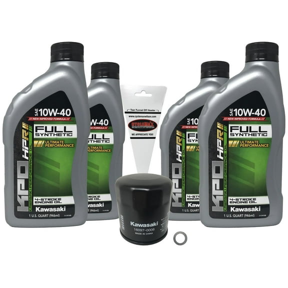 Cyclemax Full Synthetic Oil Change Kit for 2016-2022 Ninja ZX-10R with 10W-40 Oil
