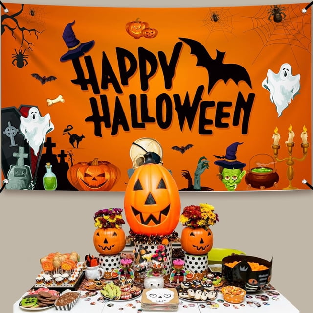 Tapestry Happy Halloween para pared, 150 x 90 cm, microtela de fibra
