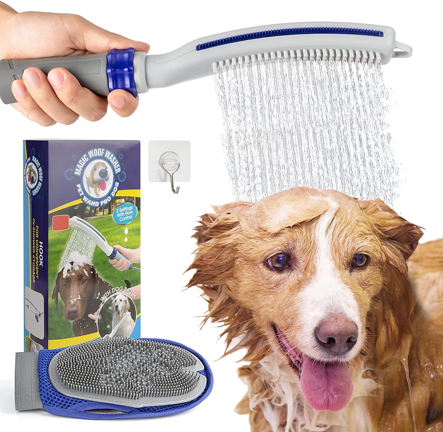 Dog Shower Sprayer Attachment for Bathtub, Dog Bathing Massaging Glove