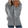 thumbnail image 2 of Verugu Winter Jackets for Women, Women's Oversized Winter Warm Coats, Women Casual Solid Hooded Long Sleeve Zipper Drawstring Shirts Overcoats Outwear Coats Gray L, 2 of 7