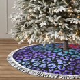 thumbnail image 3 of Christmas Tree Skirt, Stripe Purple Leopard Print Christmas Tree Decorations Indoor, Tree Skirts Mat With Tassel Trim for Halloween New Year Holiday Christmas Party Decor 30 Inches, 3 of 7