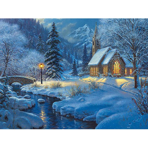 5D DIY Diamond Painting Ice Snow House Full Round Diamond Mosaic Landscape Diamond Embroidery Kit Rhinestone Home Art Decoration40 x 50 cm, unframed,CY-FJ00260,50x40cm