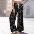 thumbnail image 6 of Women Palazzo Pants Summer Boho Baggy Wide Leg High Waist Flowy Beach Casual Trousers with Pockets Gray XL, 6 of 8