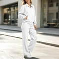 thumbnail image 4 of VBTAPA Fall Tracksuits for Women Lapel Collar Zip Up Jacket and Wide Leg Pants Sweatsuits 2 Piece Set Fashion Casual Sports Outfits XXL, 4 of 7