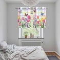 thumbnail image 6 of 2 Panels Kitchen Tier Curtains 39 Inch Length, Tulips Spring Floral Grommets Window Treatment Curtain, Flowers Butterfly Plaid Pastoral Thermal Curtains Drapes for Living Room/Bathroom, 6 of 9