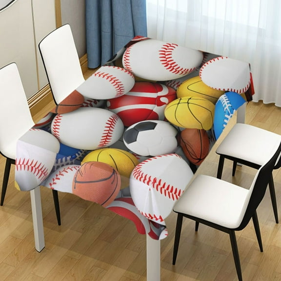 Ryvnso Footballs Baseballs Rectangle Table Cloth Tablecover Dinning Tablecloth 54"x72"