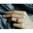 thumbnail image 2 of 2.00CT Emerald Cut Simulated Red Ruby Diamond Halo Wedding Women's Ring 14K Yellow Gold Plated 925 Silver, 2 of 3