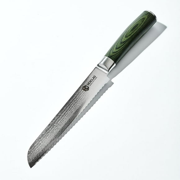 Cuchillo para pan Hexclad de acero inoxidable damasco japonés de 8 pulgadas