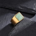 thumbnail image 2 of HIJONES Women Men's Square Gemstone Stainless Steel Ring Personalized High Polished Band Ring Jewelry Comfort Fit Green Size 8, 2 of 6