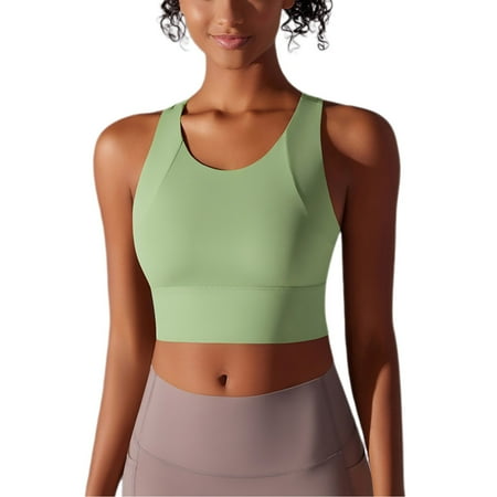 JGGSPWM Women s High Support Padded Sports Bra Tank Top Seamless Workout Yoga Exercise Sport Bra Green XL