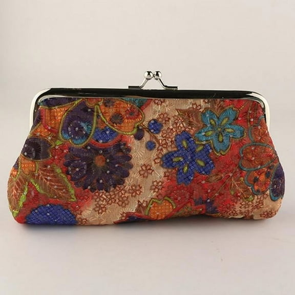 FAMTKT Women Lady Retro Vintage Flower Small Wallet Hasp Purse Clutch Bag OR, Coin Purses & Holders