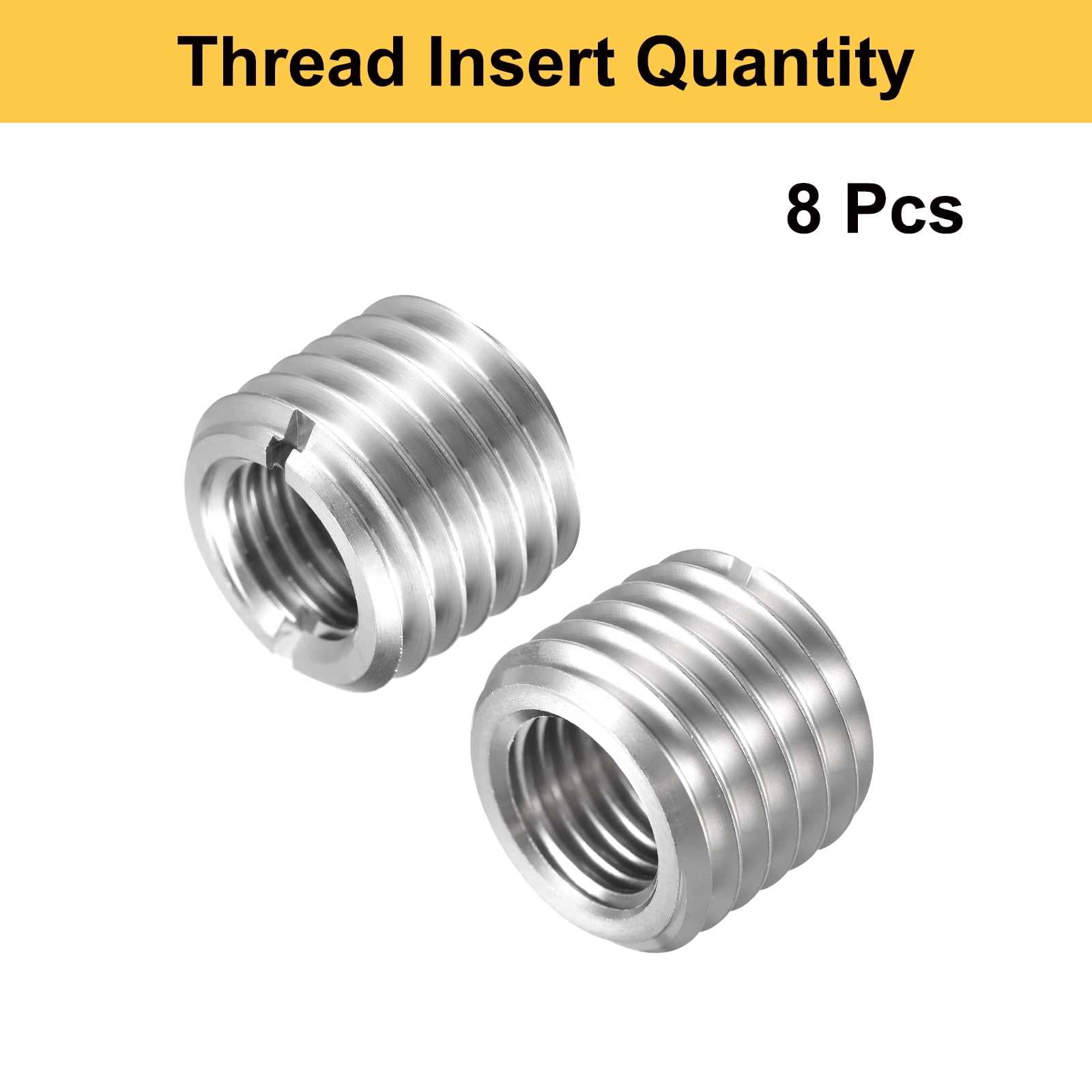 Uxcell 8pcs Thread Repair Inserts M24 x 3 Male to M16 x 2 Female Thread 20mm Long Stainless Steel Reducing Nuts Metric Self Tapping Sleeves
