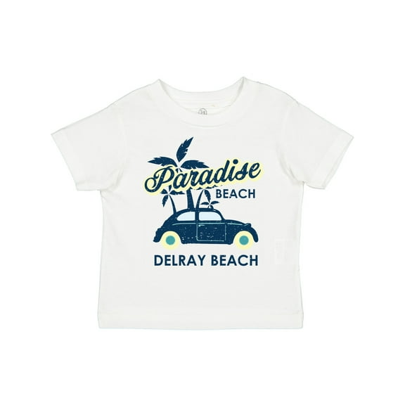 Inktastic Paradise Beach in Delray Beach with Palm Trees and Car Boys or Girls Toddler T-Shirt