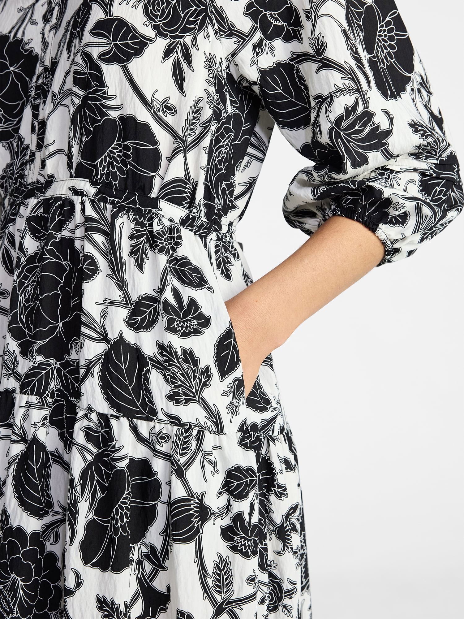 Time and Tru Women's V-Neck Maxi Dress with ¾-Length Sleeves, Sizes XS-XXXL