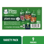 Gerber Organic Plant-tastic Toddler Food Variety Pack, 3.5 oz Pouches (9 Pack)