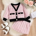 thumbnail image 2 of Sngxgn Girls Pleated Skirt Set 2 Piece Outfit Dresses Long Sleeve Top Cute Clothes Outfit for Kid(Pink,90), 2 of 8