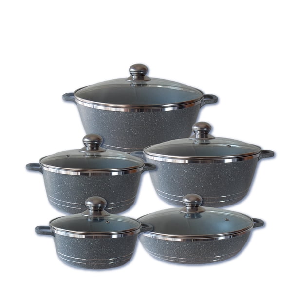 Batería De Cocina CHIC-FANTASY De Aluminio Recubrimiento De Granito 10 Pz Azul marino M16555-DARKBLUE