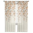 thumbnail image 2 of Weeping Flowers Semi Sheer Curtains 72 Inch Length 2 Panels Set,Orange Grey Spring Floral Botanical Rustic Burlap Sheer Kitchen Curtain Voile Window Curtain for Living Room Bedroom Rod Pocket Drapes, 2 of 7