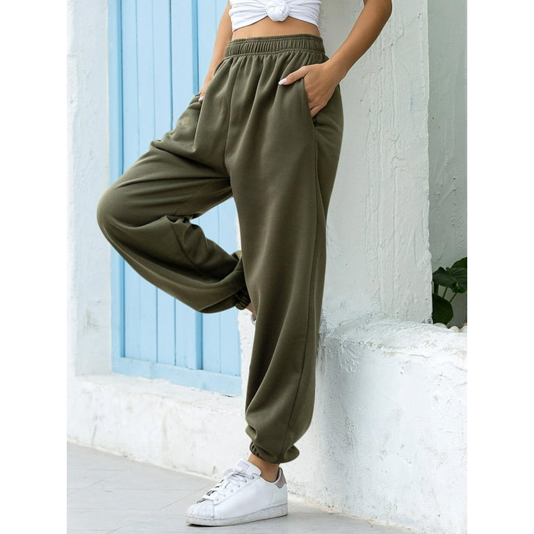 Women Closed Bottom Sweatpants with Pockets High Waist Workout