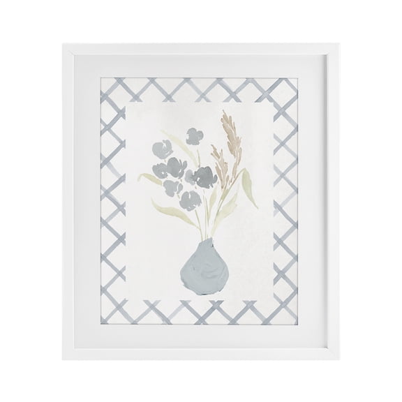 Stupell Industries Farmhouse Muted Blue Anna Bouquet White Framed Print Under Glass, 13 x 16, by Lucille Price