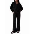 thumbnail image 2 of Conjuntos de 2 Piezas para Mujer: Conjuntos Casuales de Salón, Camisas de Larga con Botones y Pantalones de Pierna Negro XL, 2 of 9