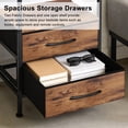 thumbnail image 5 of Beddle Nightstand with Charging Station, LED Bedside Table with 2 Fabric Drawer, 2-Tier End Table for Bedroom, Living Room, Rust, 5 of 8
