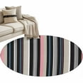 thumbnail image 6 of Black Blue Pink Striped Round Rug 3ft Washable Circle Entryway Rugs Non Slip Farmhouse Modern Stripes Art Area Rug Indoor Floor Carpet for Bedroom Kitchen Living Room Home Office Dining Room Nursery, 6 of 8