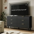 thumbnail image 3 of Laintene 3-Piece Boho Bedroom Set - 6-Drawer Dresser & 2 Nightstands with 3 Drawers & USB Charging, Fluted Wooden Storage, Modern Dresser & Nightstand Combo, Black, 3 of 12