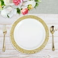 thumbnail image 6 of Efavormart 50 Pcs - White with Gold Trimmed 10.25" Round Disposable Plastic Plate for Wedding Party Banquet Picturesque Collection, 6 of 11