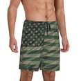 thumbnail image 2 of Naloa Jungle Green Camo USA Flag Men's Short Pajama Pants, Lounge Comfort Shorts with Elasticized Waistband and Side Pockets - Small, 2 of 9