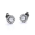 thumbnail image 1 of JeenMata Pendientes con Forma Redonda de Diamante de 0,48 Quilates, Diseño de Halo, Engastados con 8 Puntas, Chapado en Oro Negro de 18 K sobre Plata, 1 of 4