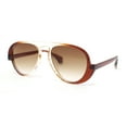 thumbnail image 2 of Asymmetrical Swirl Top Bridge Plastic Retro Racer Sunglasses All Brown, 2 of 4