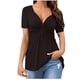 thumbnail image 2 of ICHUANYI Clearance Women's Casual V-neck Bow Sexy Short-sleeved T-shirt Top(Black, XL) ICHUANYI WER2023080702972, 2 of 6