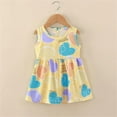 thumbnail image 2 of Girls Dresses Summer Sleeveless Easter Cartoon Bunny Print Casual Princess Dresses Baby Girl Dress Yellow 18 Months-24 Months, 2 of 3
