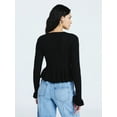 thumbnail image 3 of Scoop Women's and Women's Plus Peplum Ruffle Cardigan Sweater, Lightweight, Sizes XS-4X, 3 of 5