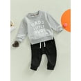thumbnail image 3 of Bagilaanoe Toddler Baby Boy Long Pants Set Letter Print Long Sleeve Sweatshirt Pullover Tops + Drawstring Sweatpants 6M 12M 18M 24M 3T Kids Casual Sweatsuits, 3 of 9