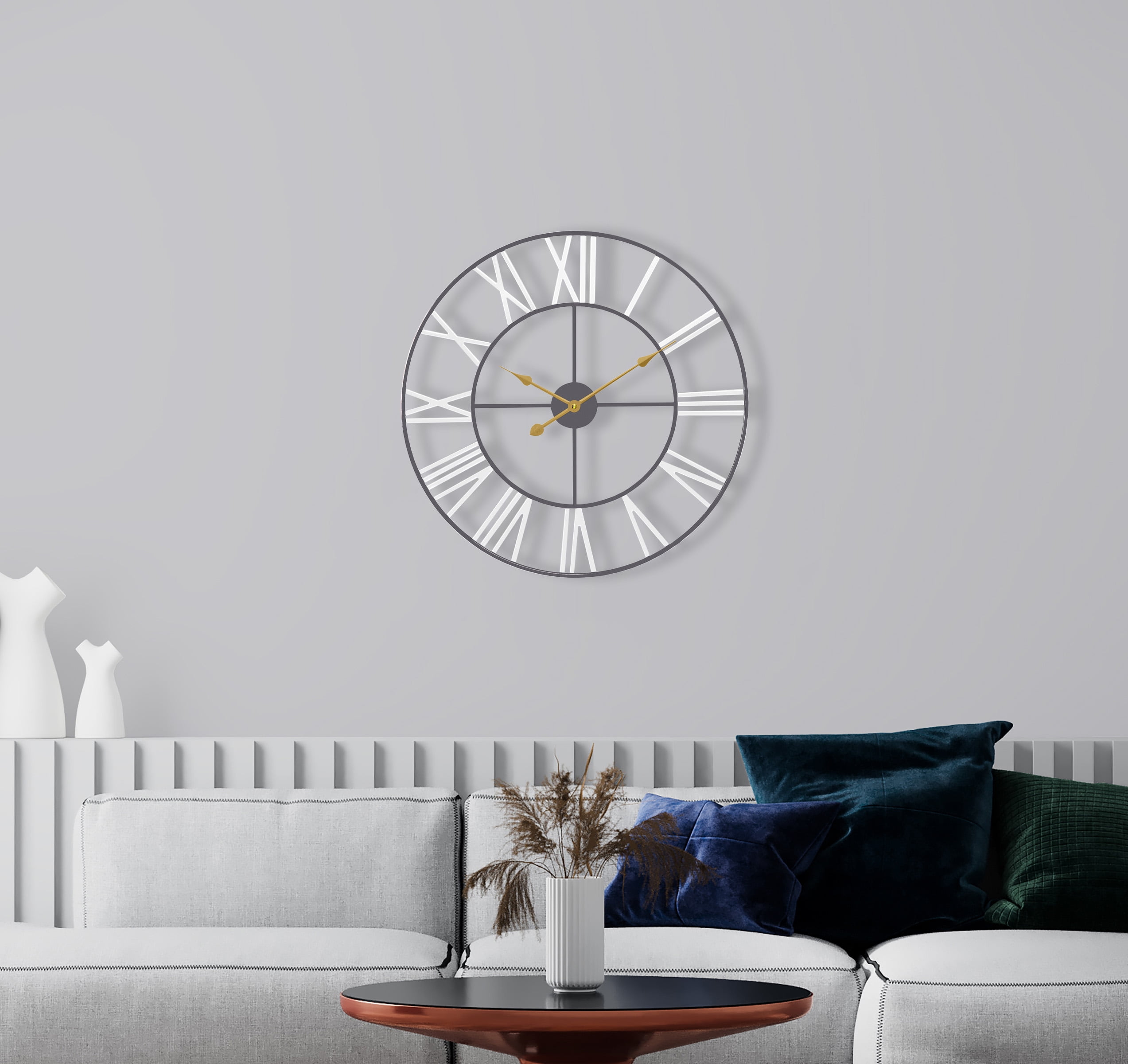 Sorbus 16" Large Wall Clock, White Roman Numeral, Battery Operated, Decorative