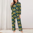 thumbnail image 2 of Fuzoiu Sunflowers Print Women's Long-Sleeved Pajama,Lounge Button Down Nightwear,Womens Notch Collar Pajama Set-Medium, 2 of 7