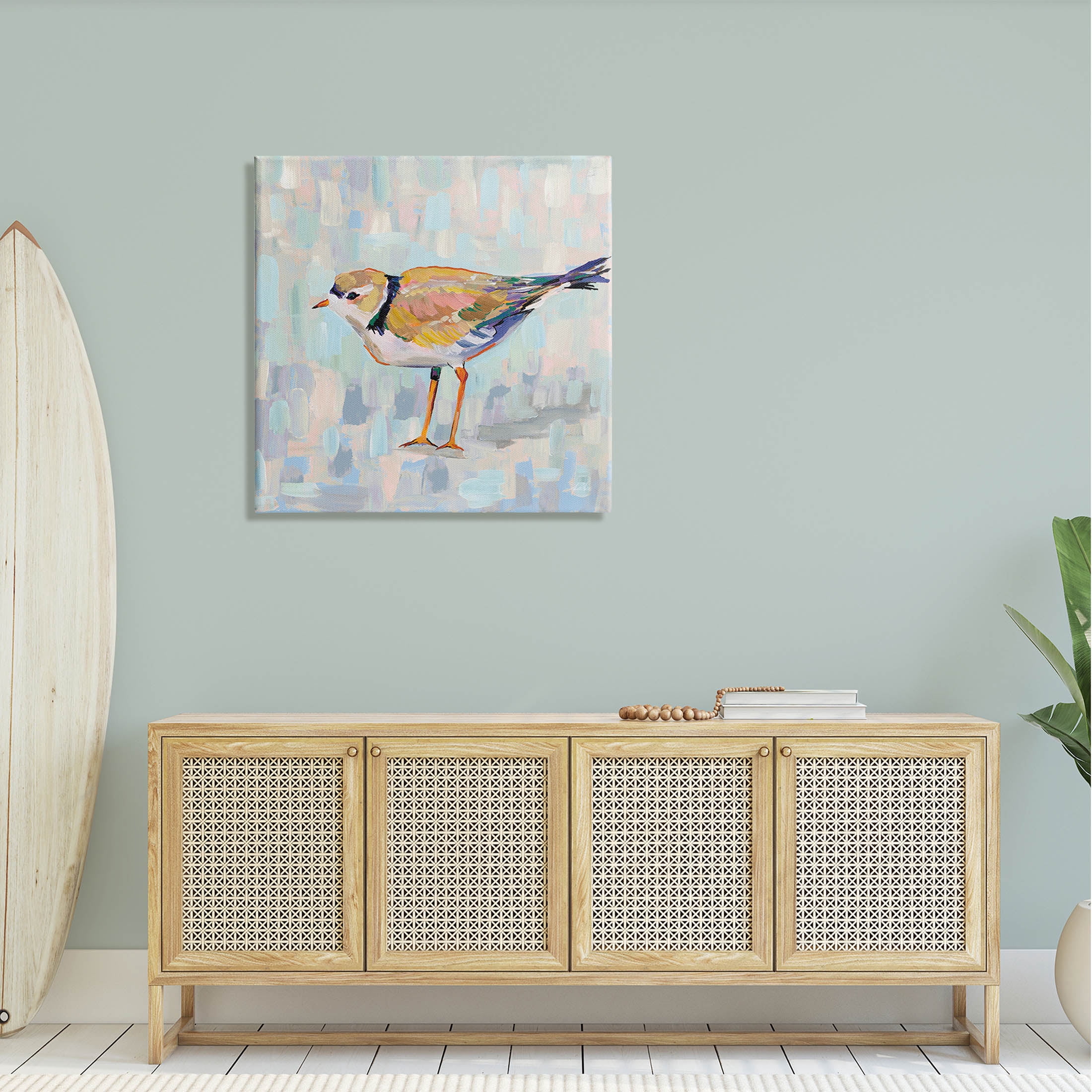Stupell Industries Coastal Plover Abstract Patchwork Bird Painting Gallery Wrapped Canvas Print Wall Art, Design by Jeanette Vertentes