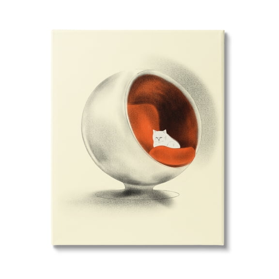 Stupell Industries Cat in Modern Chair Animals & Insects Painting Gallery Wrapped Canvas Print Wall Art, 24 x 30