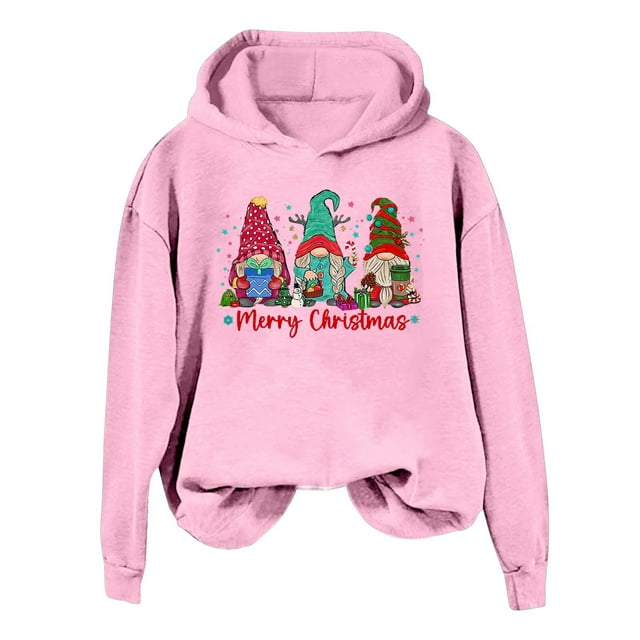 WEAIXIMIUNG Sweatshirts pour Femmes Col Rond Confortable Hoodie Graphique de Noël Décontracté Festif avec Capuche pour les Fêtes